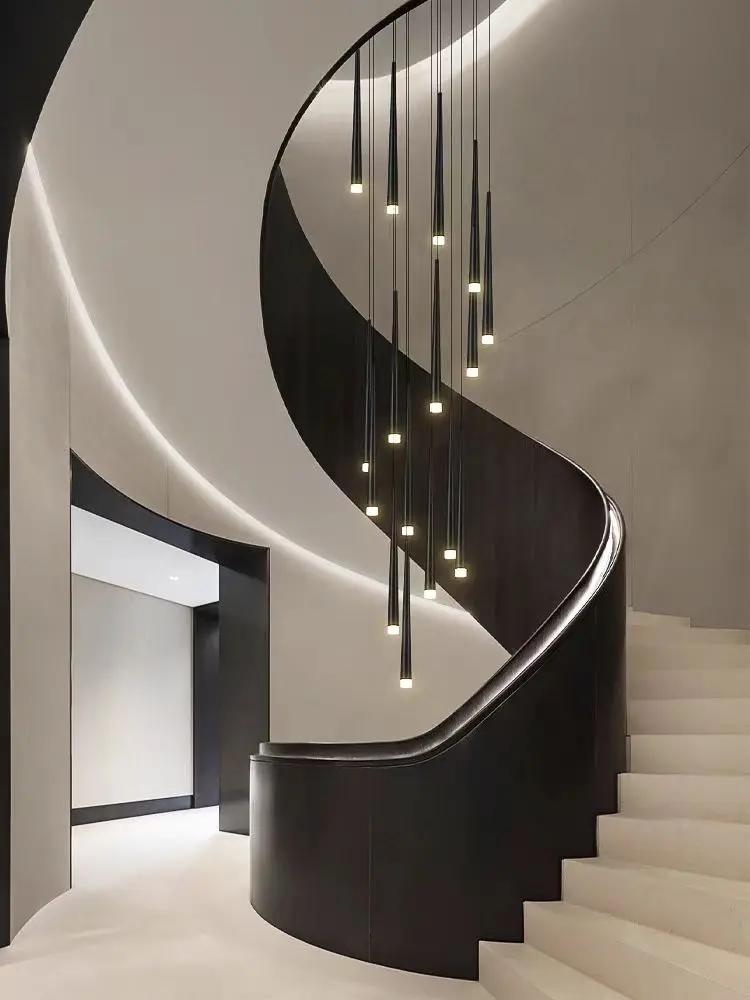 LED Pendant Light Modern Living Room Chandelier Villa Loft Large Pendant Light Minimalist Duplex High-Rise Long Stair Chandelier