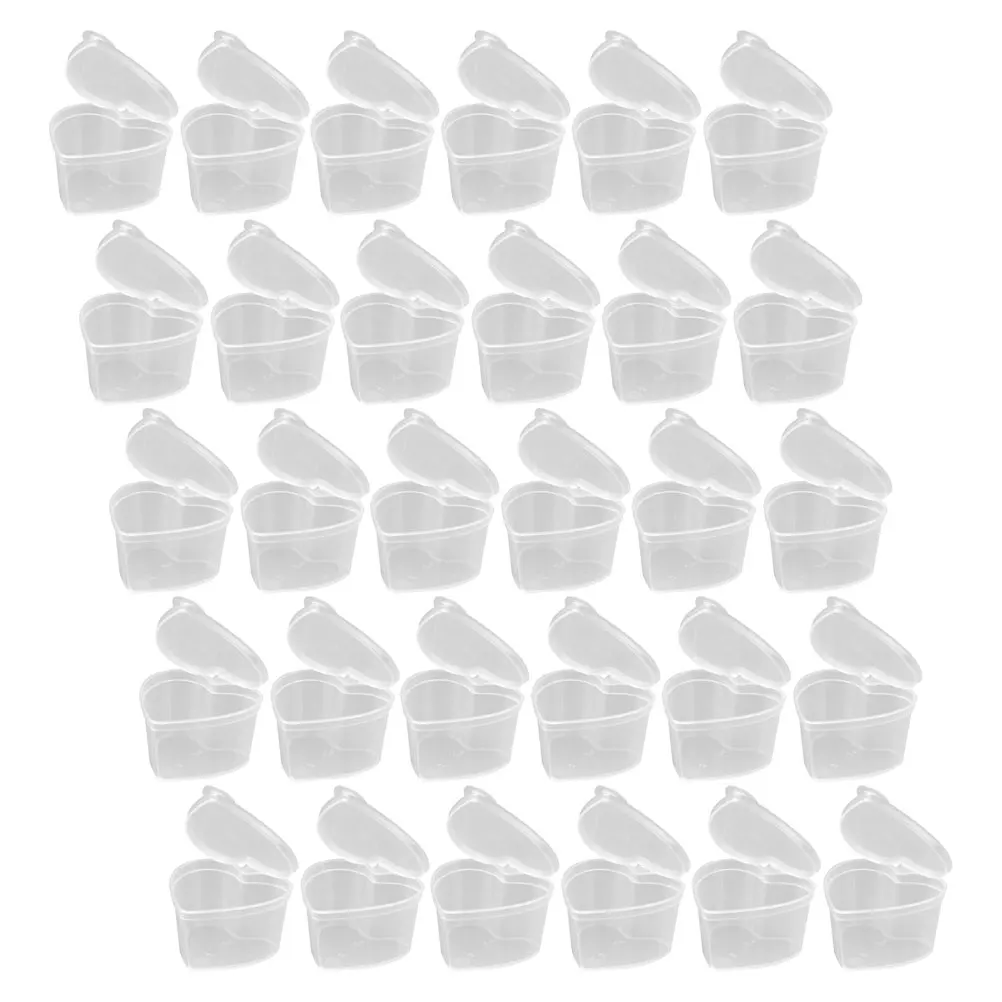 

30Pcs Mini Clear Heart Shaped Plastic Containers With Hinged Lids 45Ml Diy Beads Organizers For Crafts And Small Item Storage
