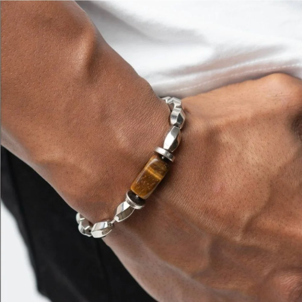 Retro Irregular Alien Black Gallstone Beads Bracelet Simple Men Gallstone Bracelet Fashion Party Jewelry Trendy Accessories