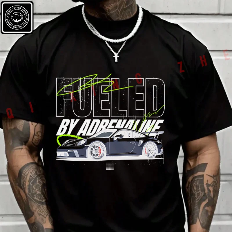 

Men's And Women's T-shirt Summer New Moto Cotton Tee German Sports Car In White Color Short-sleeved Spring Autumn Top