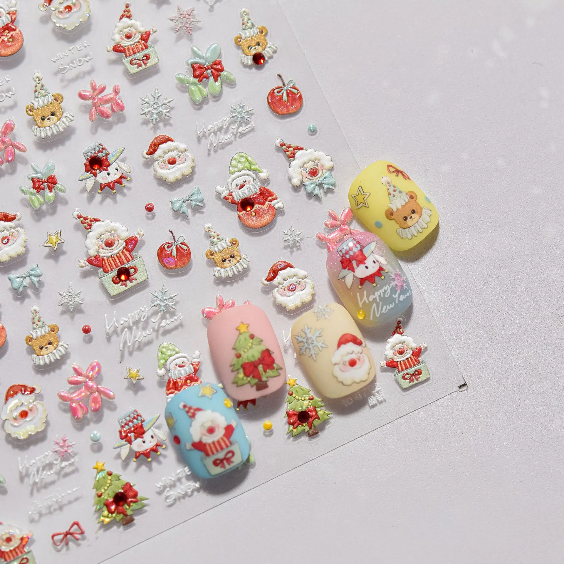 Christmas Joker Bear Rabbit Balloon Dog High Quality Nail Art Stickers Decals Art Idea Decoration Accessories T-4722