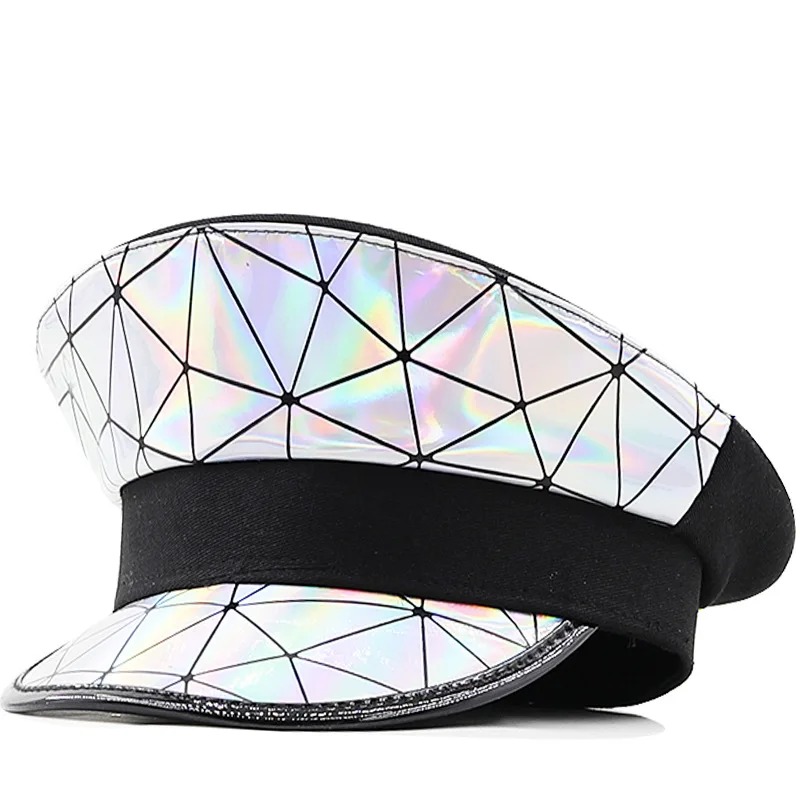 

Bright Side Pu Women's Navy Hat European And American Laser Party Mirror New Hat Navy Hat