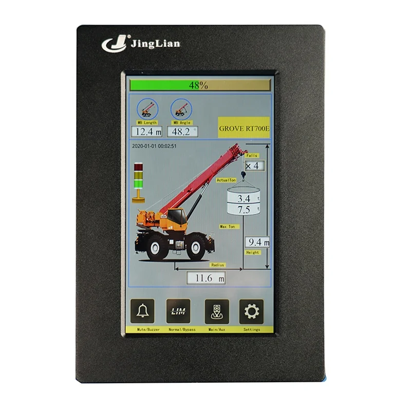 safe load indicator JL-5000 touch screen limiter installed on rough terrain cranes  35m Boom cranes