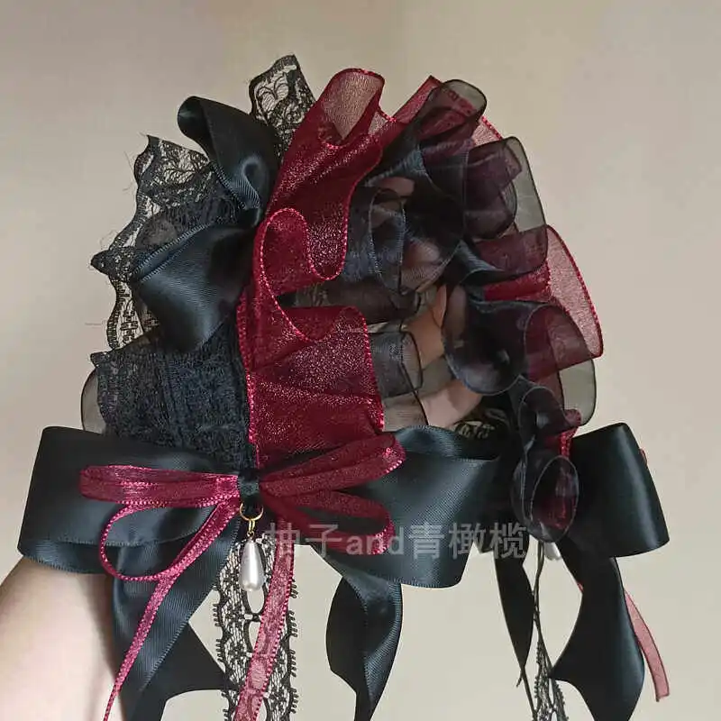 

Повязка на голову в стиле Dark Goth Lolita, головной убор Лолита, черно-красная, с совой, на Хэллоуин, ручной работы, KC, аксессуары для волос, заколки для женщин