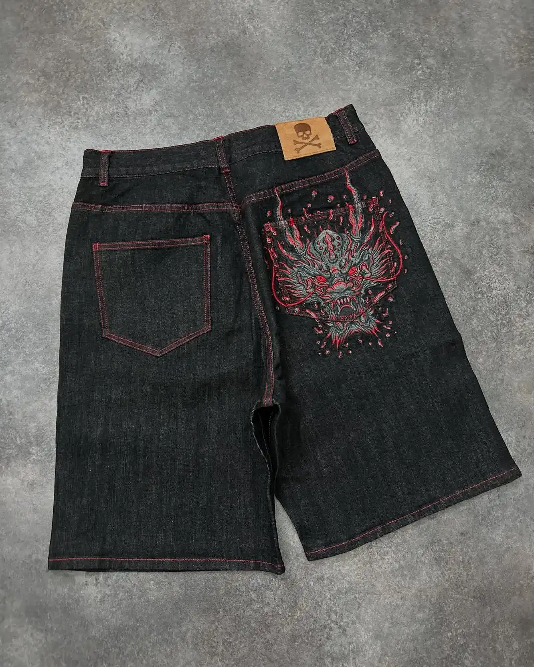 

Y2K Popular Denim Shorts Summer New Dragon Pattern Five Cent Casual Shorts Men Harajuku Hip Hop Loose Sports Shorts Streetwear