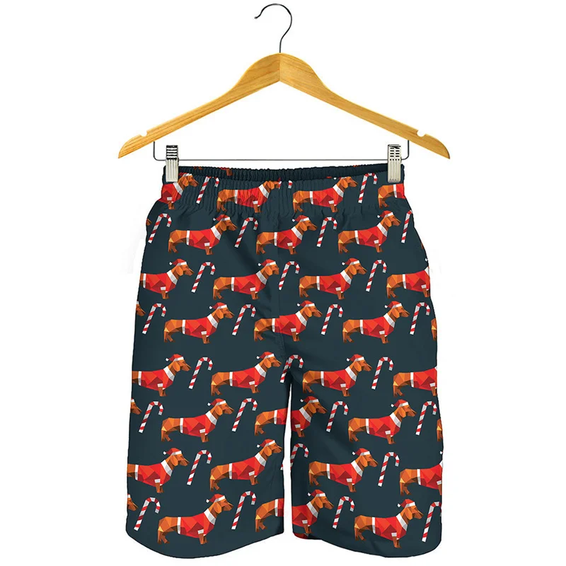 Cute Dachshund 3D Print Beach Shorts Men Surf Board Shorts Animal Dog Graphic Short Pants Summer Quick Dry Swimming Trunks