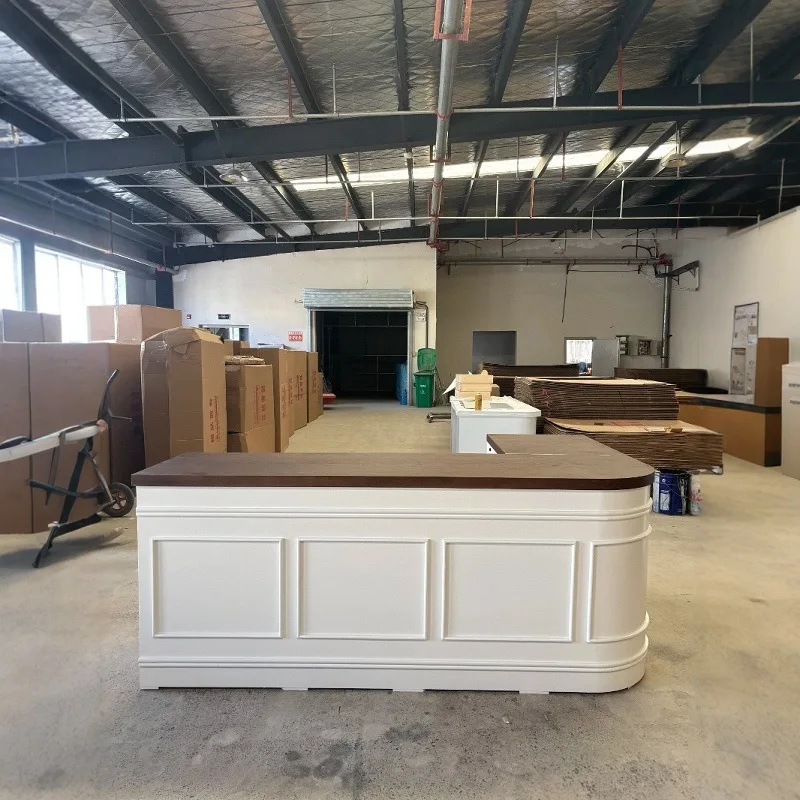 Custom Cream French Style Reception Desk for Clothing Store Flower Shop Beauty Salon Hotel Front Desk