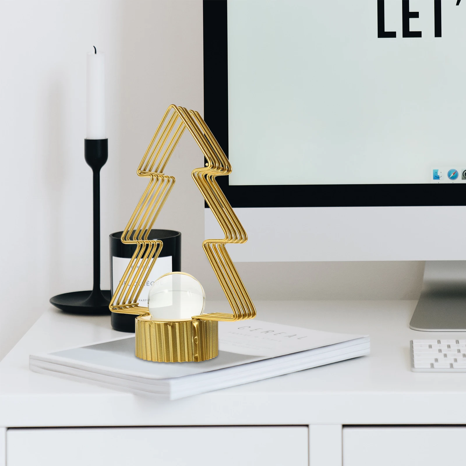 

Christmas Tree Ornaments Decoration Decorations Shaped Small Mini Metal Decorative Tabletop Trees Desk Home High Quality