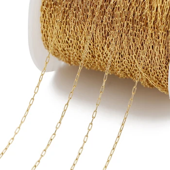 2 Meters 0.6mm 0.8mm 1mm Stainless Steel Gold Thin Beading Cable Chain for DIY Necklace Earrings Jewelry Making Supplies Bulk