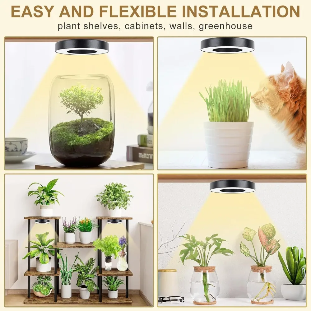 高輝度ledチップ搭載、天井に取り付け可能な植物育成ライト。3段階のタイマーで制御可能。室内植物用の全スペクトル育成ライト。