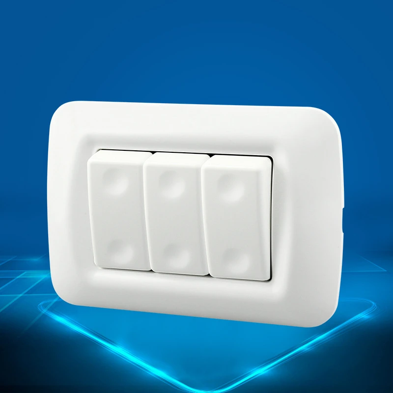 118mm 3Gang Italy Isreal Standard Household Wall Electrical 1Way Switch White PC Safety flame-retardant Panel