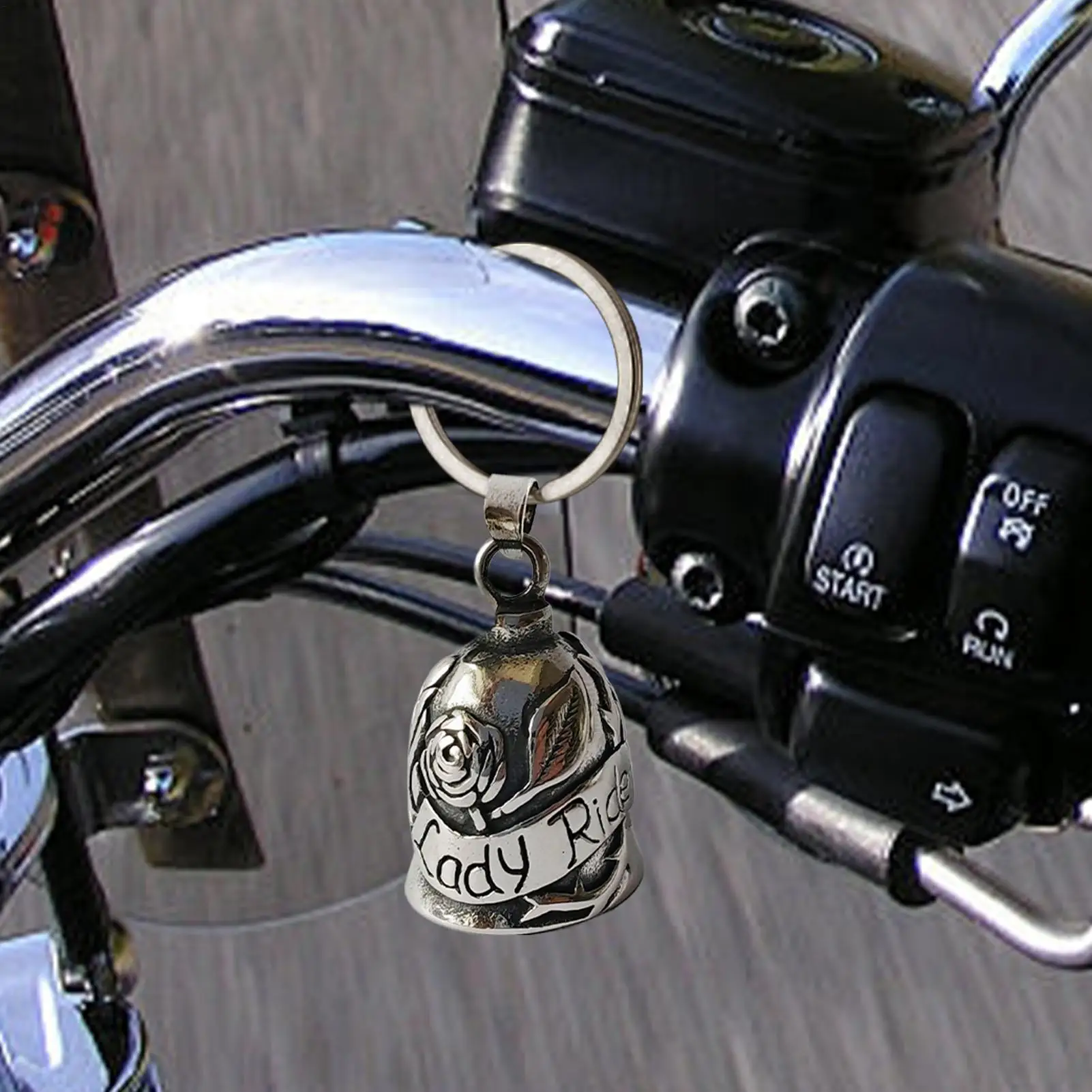 Motorcycle Bell Metal Charm with Rose Design Angel Bells for Motorcycles for Girls Cycling Adults Riders Women Christmas Men view 3