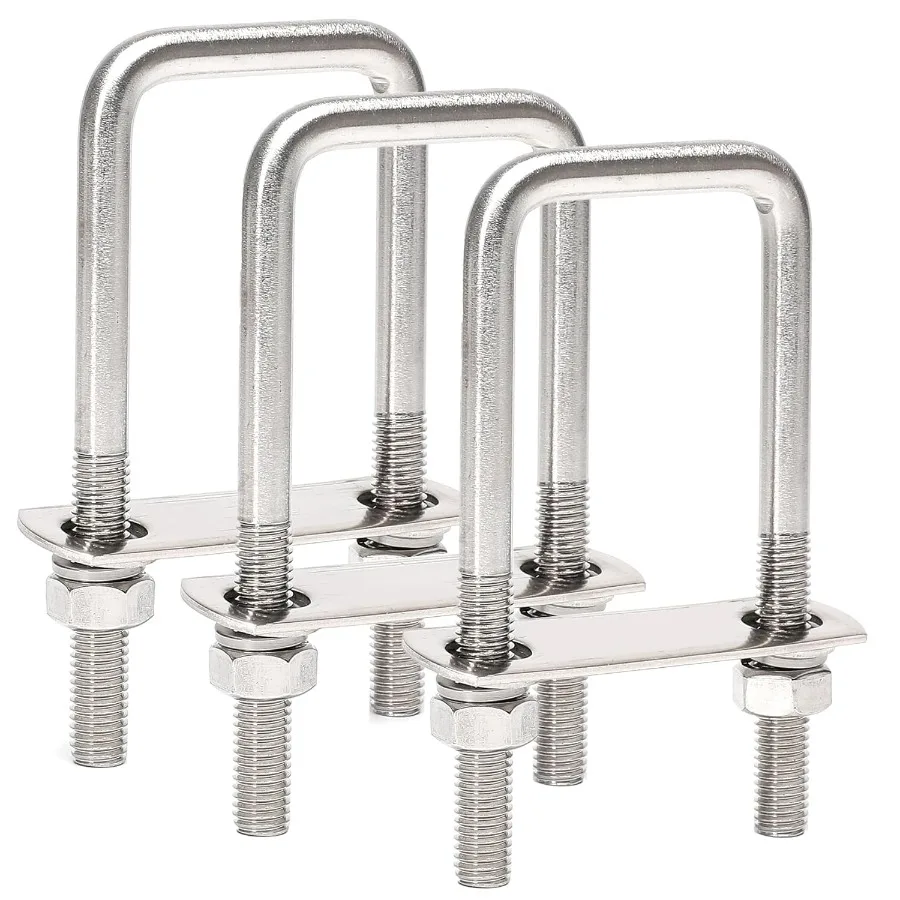 8 مجموعات مربعة U البراغي الفولاذ المقاوم للصدأ 2 "50 مللي متر العرض الداخلي 3.15" 80 مللي متر طول UBolts لمقطورة القارب مع المكسرات المسطحة والقفل كان #3