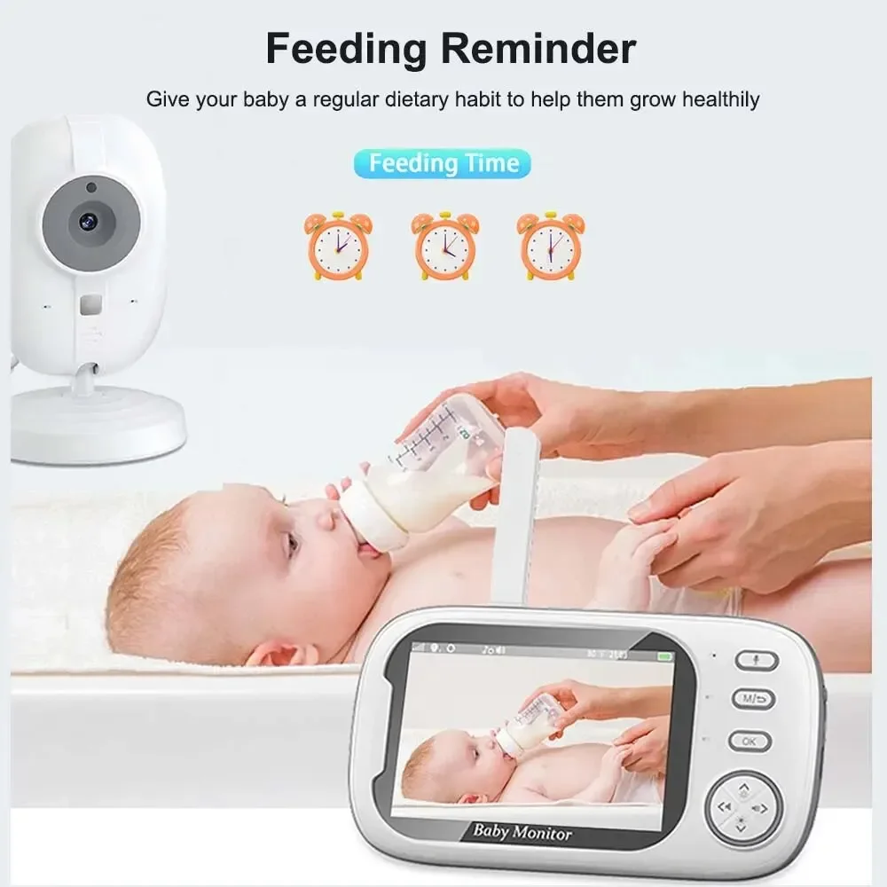 Monitor bayi Video 3.5 inci, Audio bicara 2 arah ibu anak perempuan 2.4G, kamera keamanan penglihatan malam dengan suhu