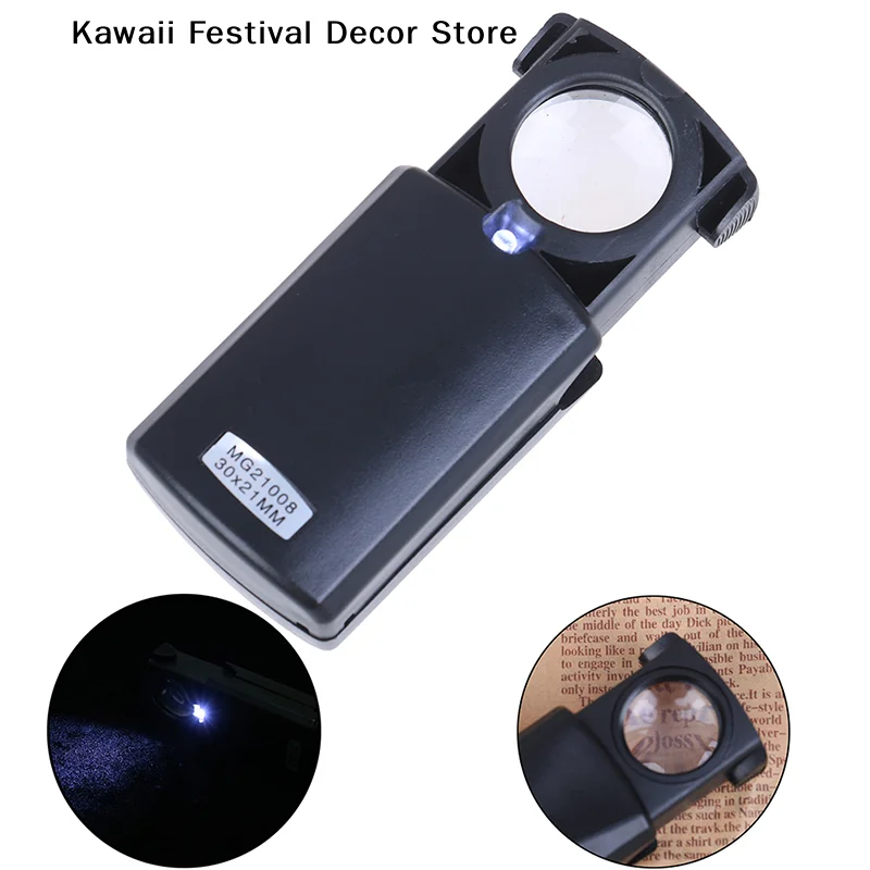 【K】1PC 30x Mini Folding Loupe Magnifier Glass Led Lens Loupe Jewelry Watch Repair Tool