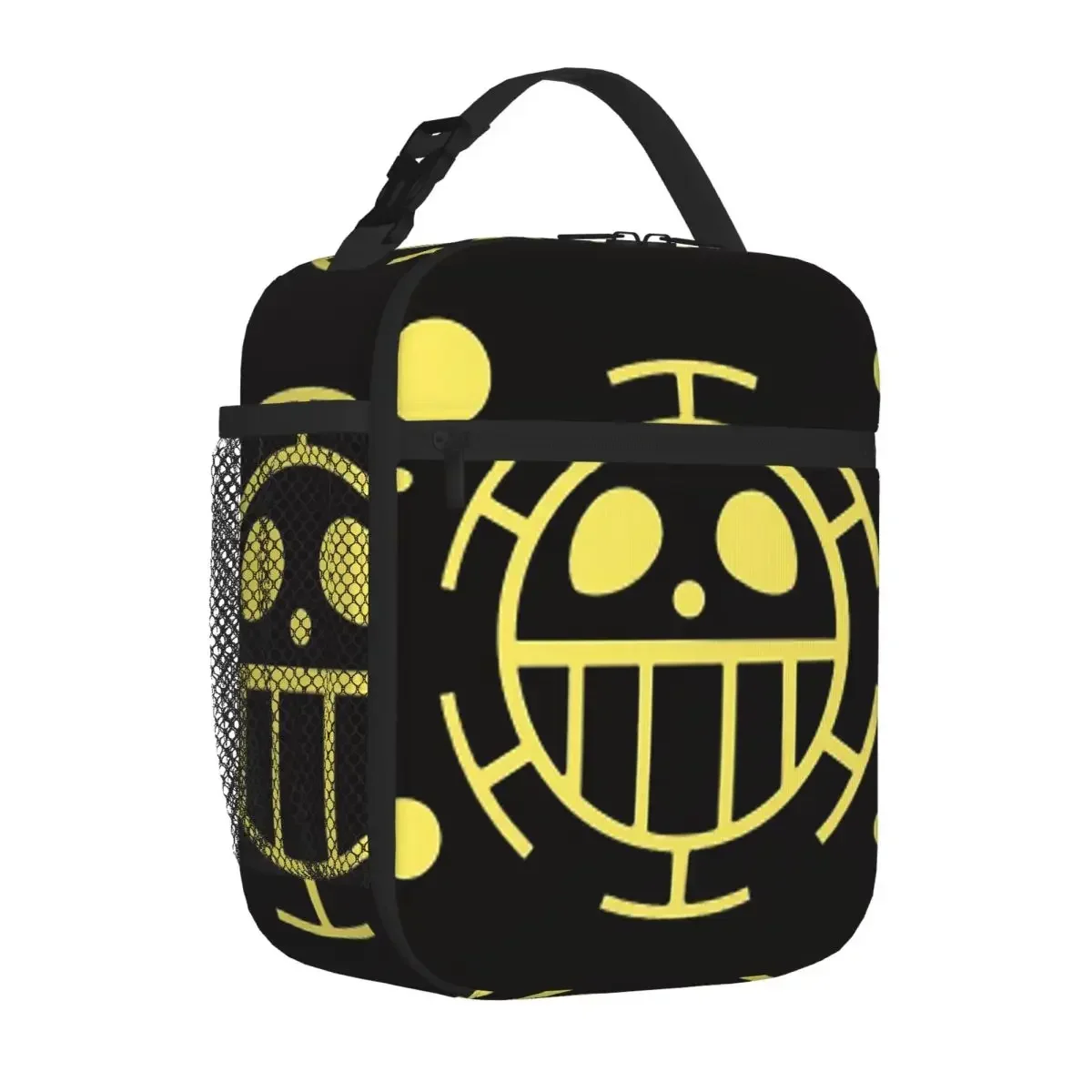 One Piece Trafalgar Law Detailed Pirate Flag Insulated Lunch Bags Picnic Bags Thermal Lunch Tote for Woman Work Kids School