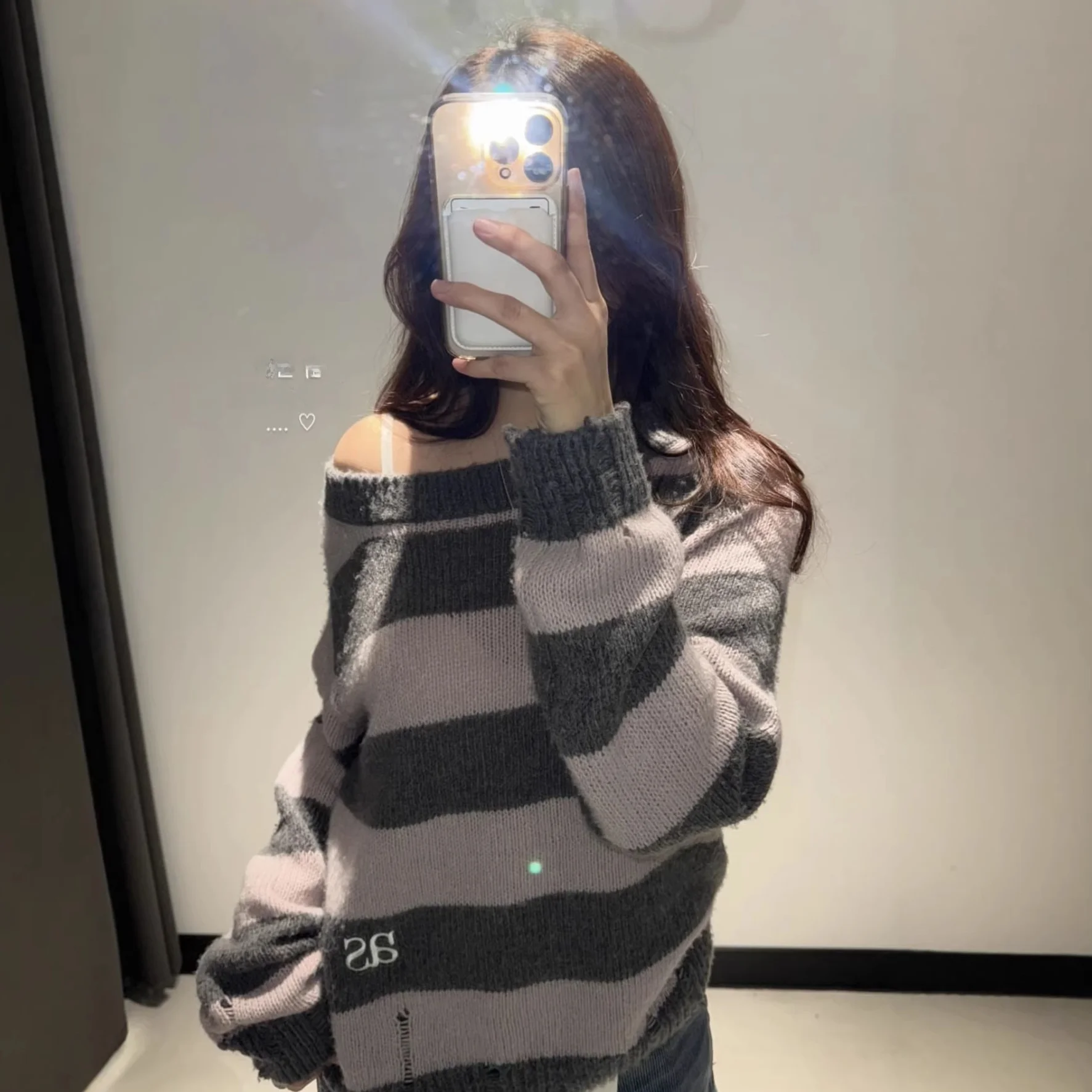 

Вязаная кофта с вышивкой и ажурным узором, на одно плечо, с длинным рукавом, с вышивкой буквами ASN, тонкая, женская, весенняя мода