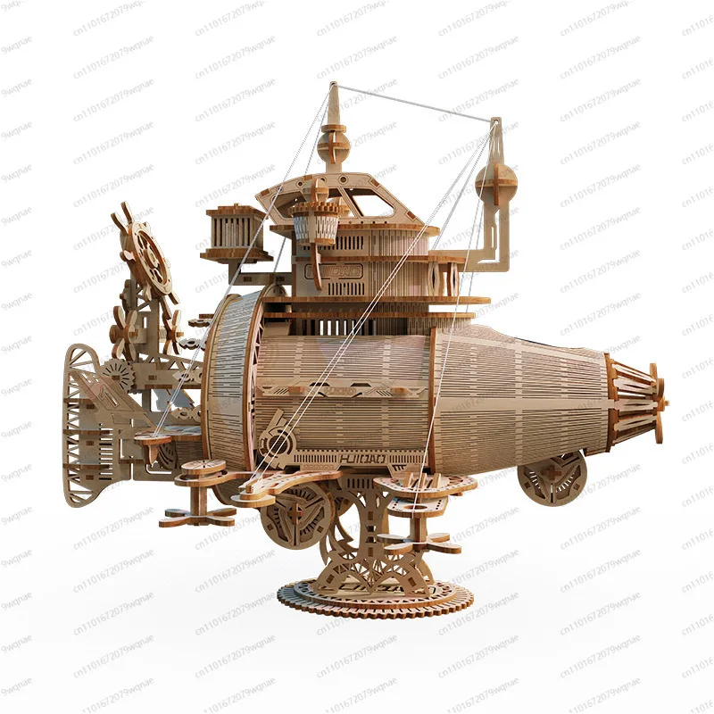 Wooden DIY assembled toy pirate ship 3D puzzle carousel Ferris wheel pumpkin cart ocean sailing model