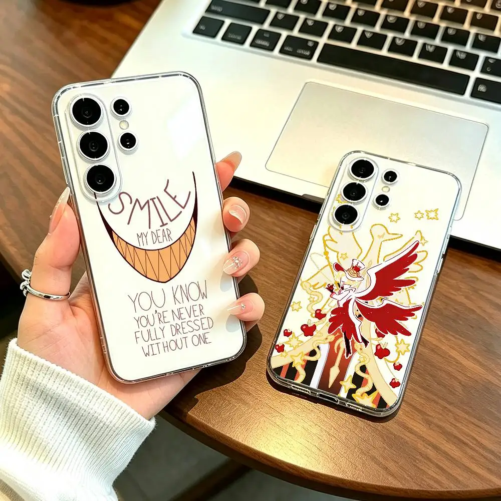 Hazbin H-Hotel Lucifer Magne Phone Case Transparent Silicone Soft For Samsung S25,S24,S21,S22,S23,S30,Ultra,S20,Plus,Fe