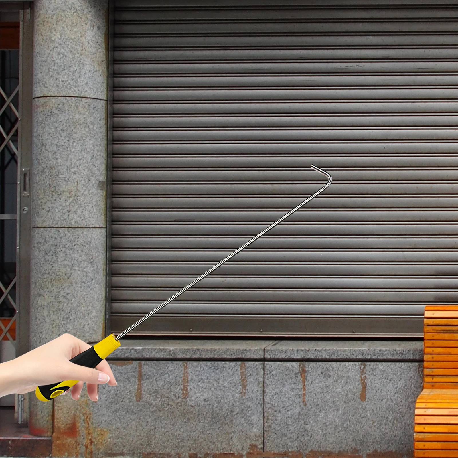 

Rubber Handle Manhole Hook Heavy Duty Lifting Tool for Ceiling Mounting Sliding Door and Roller Shutter