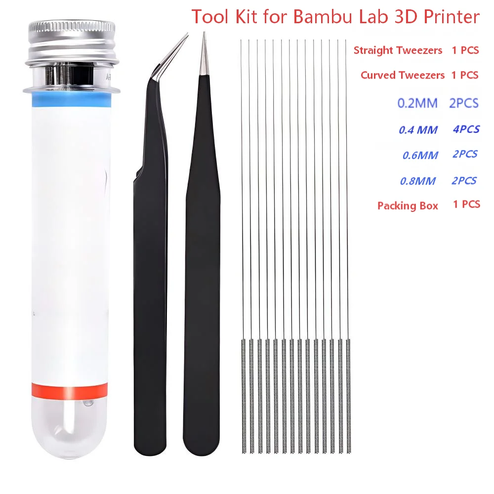 

3D Printer Nozzle Cleaning Kit Stainless Steel Cleaning Needle Tool Set Universal Cleaner Accessories for All 3D Printers