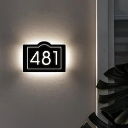 Custom Illuminated LED Address Plate Backlit House Number Sign Personalized Lighted House Door 12V Modern Acrylic Number Sign