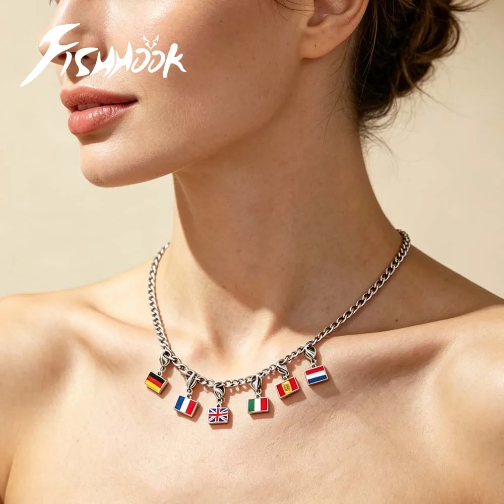 National Country Flag Custom Charm Necklace Personalized DIY Pendant Gift For Women Men Couple Chain Stainless Steel Jewelry