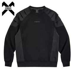 Men Functional Sweatshirt Techwear 2024 Autumn Fashion Harajuku Patchwork Tactical Pullover Loose O-Neck Sweat Shirt Tops Men