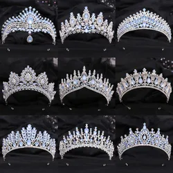 Different Style Silver Color Blue Opal Crystal Bridal Tiaras Crown Rhinestone Pageant Prom Diadem Wedding Hair Dress Accessories