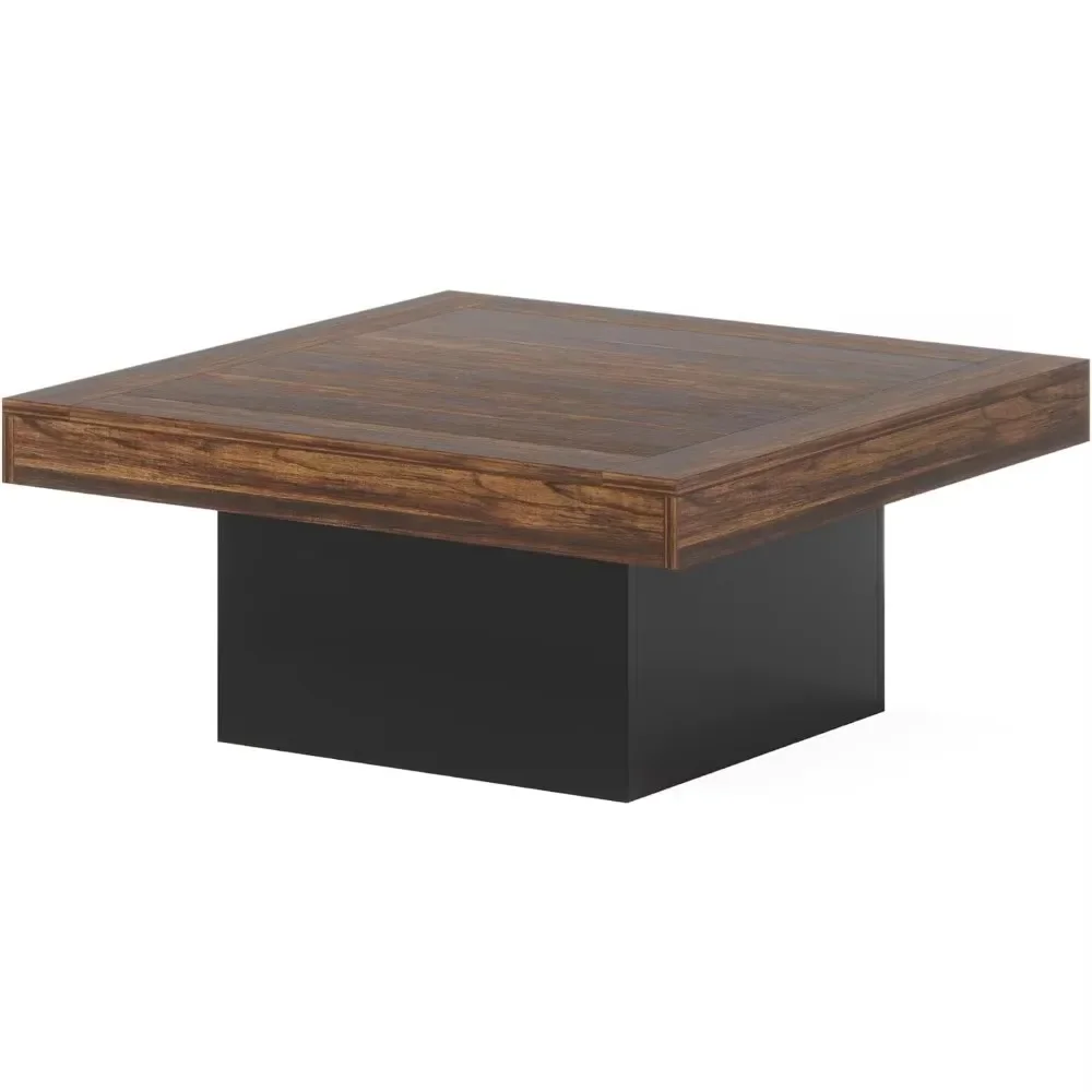 Mesa de centro LED de madera para sala de estar, mesa de Centro de Iluminación ajustable, marrón y negro rústico