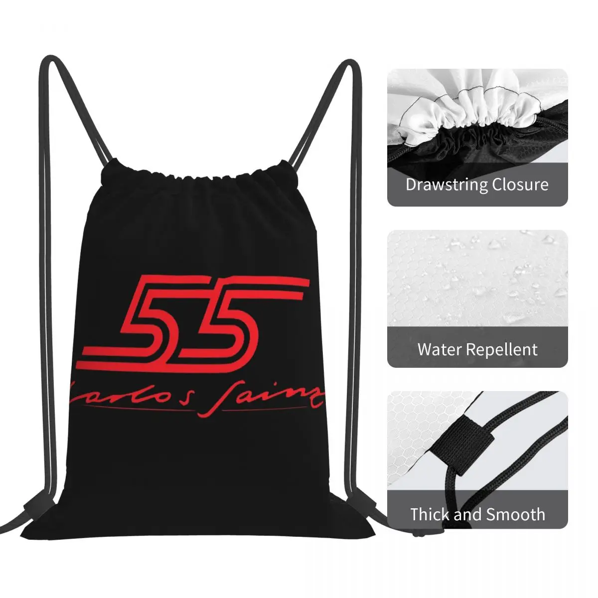 Carlos Sainz Jr F1 Signature Graphic - Dark Backpacks Fashion Portable Drawstring Bundle Pocket Sports Bag Book Bags Man Woman