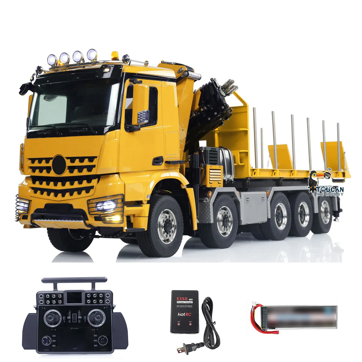 Toys 10x10 1/14 Metal RC Hydraulic Crane Full Dump Truck Lorry Radio Control Finished Car Rear Axle Steering XELite Light Sound