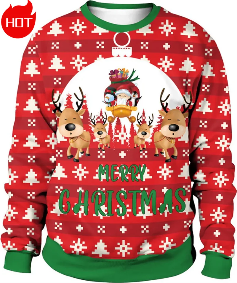 3D Print Xmas Sweatshirts Mens Ugly Christmas Sweater Funny Fashion New In Sweaters Ugly Sweaters Christmas Jumper Mens Clothing