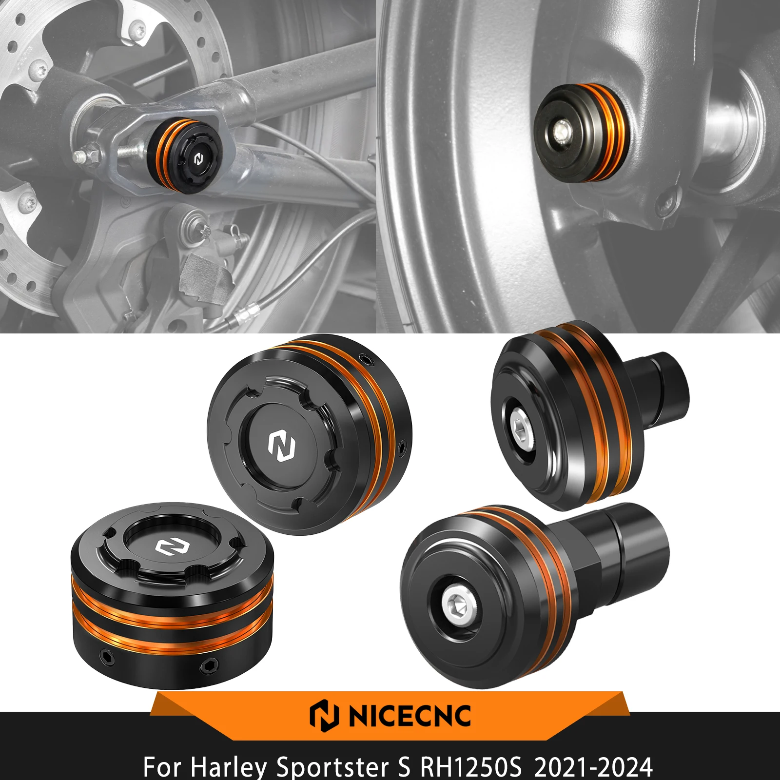 NICECNC Cubiertas de Tuercas de Eje Delantero y Trasero para Harley Sportster S RH1250S 2021-2024, Pan America 1250 Special RA1250S, Pan America 1250 RA