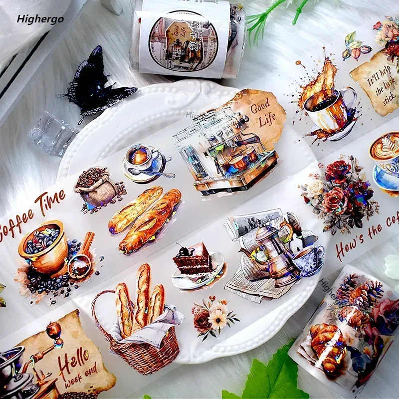 2m/Roll Coffee Bread PET Tape Fashion Girl Decorative Masking Tape Collage Stickers Scrapbooking Journal Stationery