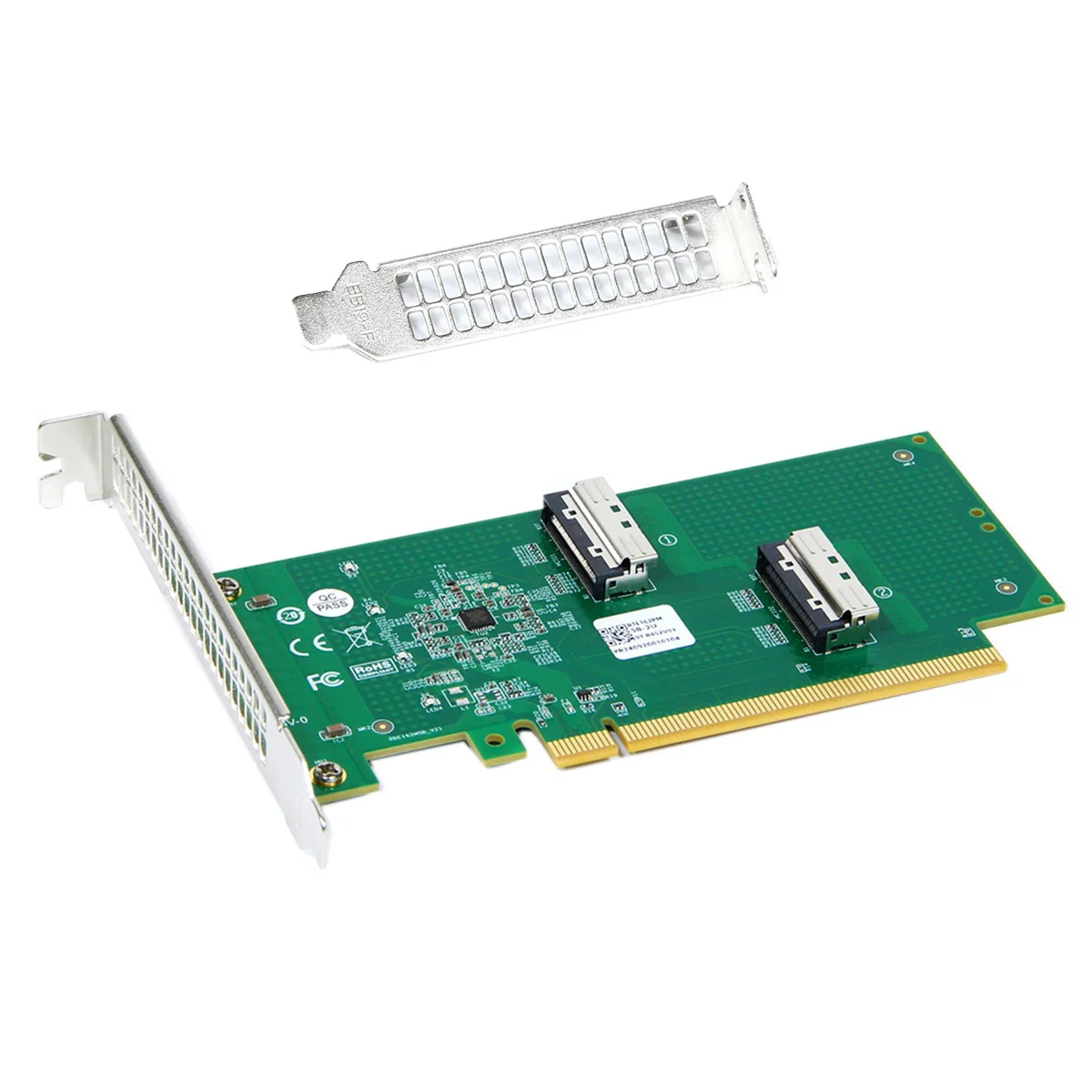2025 NIEUWE PCIe 5.0 Adapter Base X16 MCIO 8i Vrouwelijke NVMe + PCIe5 Dual-poort Externe Grafische kaart Adapter Split Card