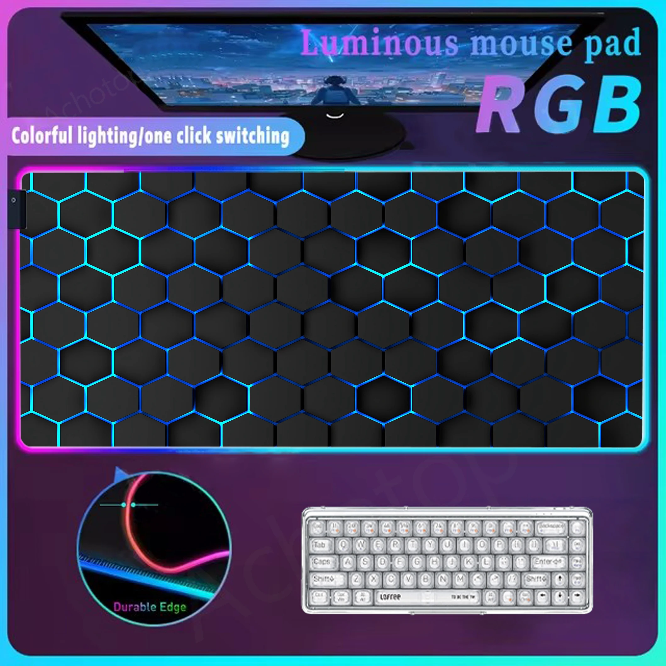 

Geometric Led Office Mat Computer Glow Desk Mat Rgb For Table Carpet Rgb Mouse Pad Led Mousepad Luminous Keyboard Pads Backlit