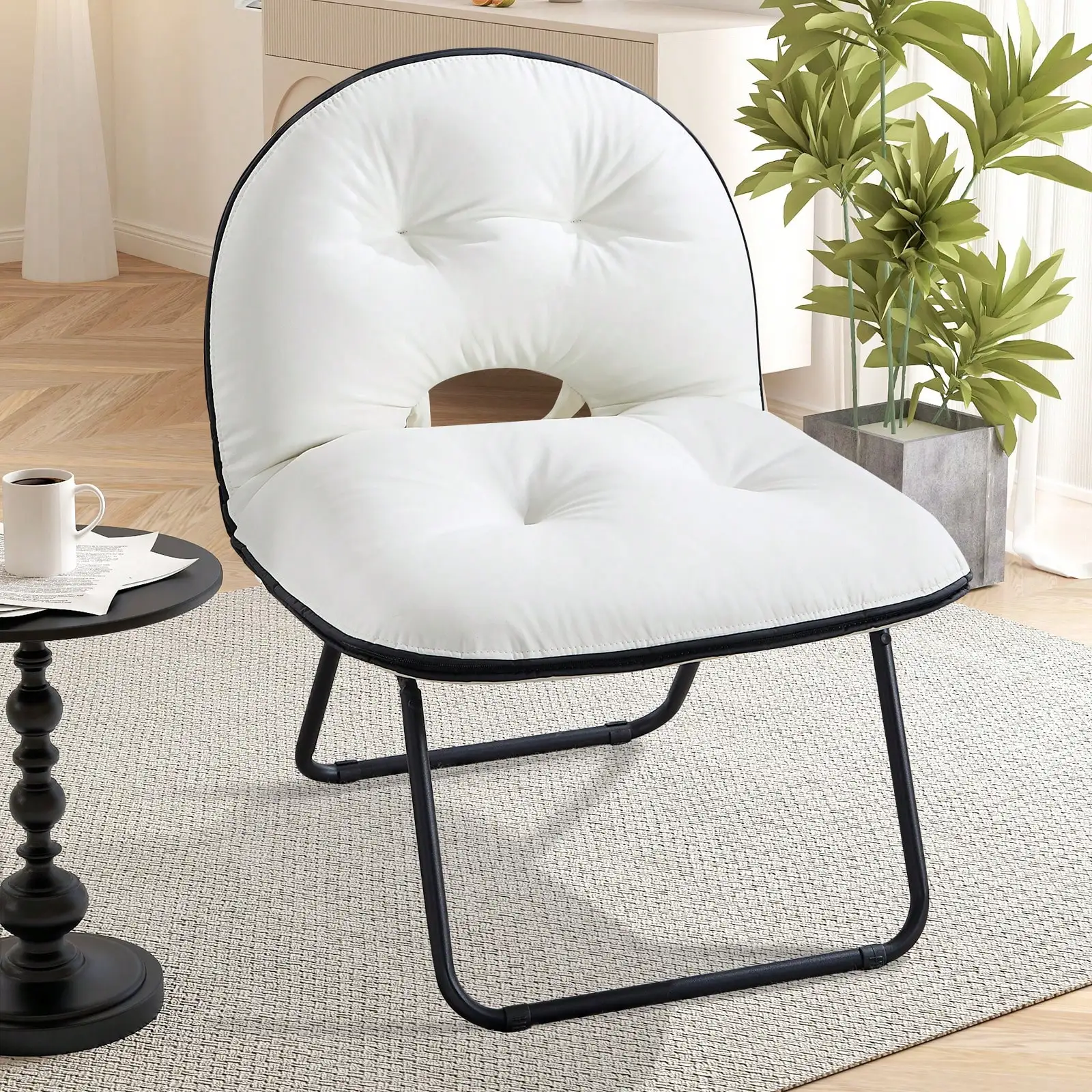 

Portable Foldable Chair Portable Chair With Upholstered Metal Frame Indoor Outdoor Picnic Chair