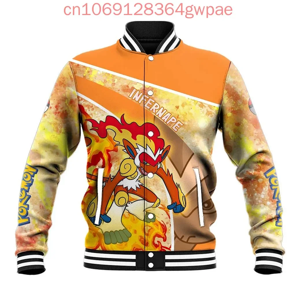 ポケモンフシギダネ野球ジャケットコート男性と女性-y2k-ボタンカジュアルクール野球ジャケットトップス