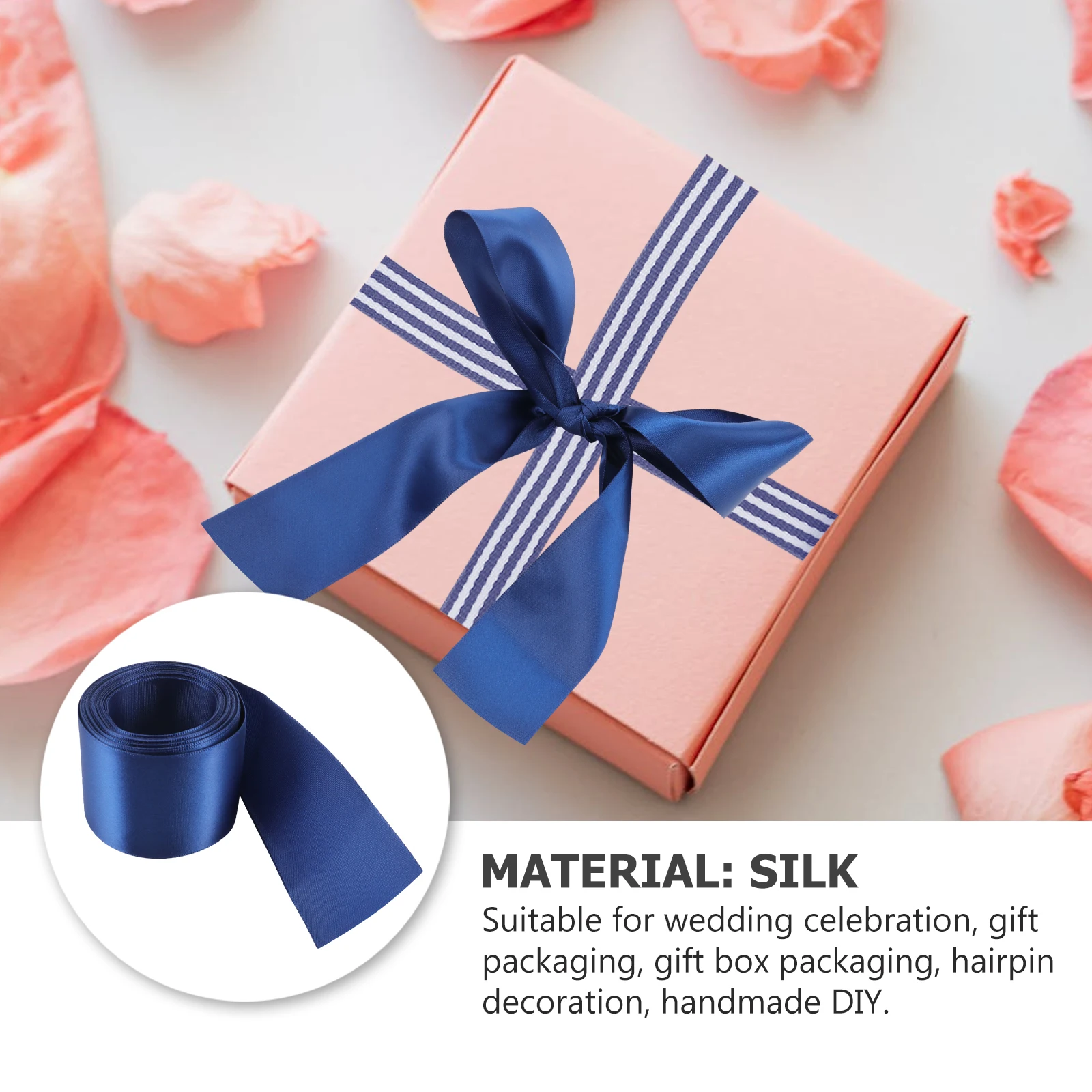 

2 Pcs Christmas Decorations Holiday Gift Box Ribbon Wrapping Ribbons for Decorative Flowers Present Blue