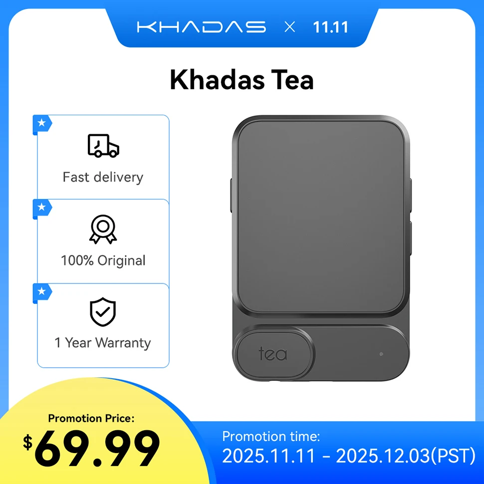 

Khadas Tea USB Portable Headphone Amplifier, Bluetooth Magnetic DAC with 1160mAh Battery, Support DSD 256/PCM 384KHz/Siri Chat