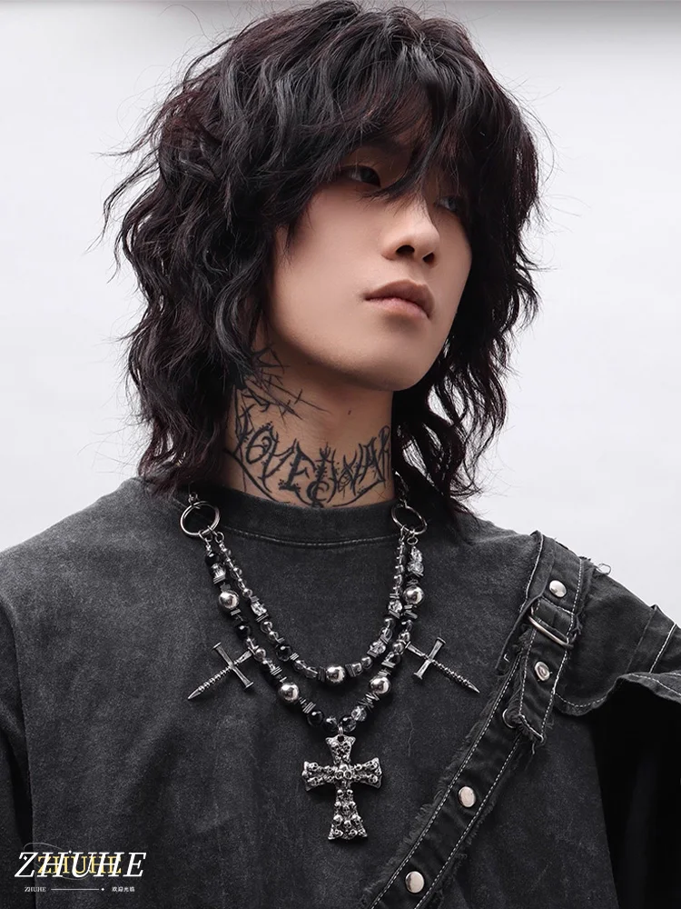 

ZHUHE Ожерелье из бисера для тяжелой промышленности в новом готическом стиле — ювелирный аксессуар для мужчин, женщин и подарка на вечеринку