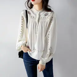 Fashion Spring/Summer Printed Shirt for Women 2022 New Stand up Neck Fashion Style Bohemian Loose Top for Women