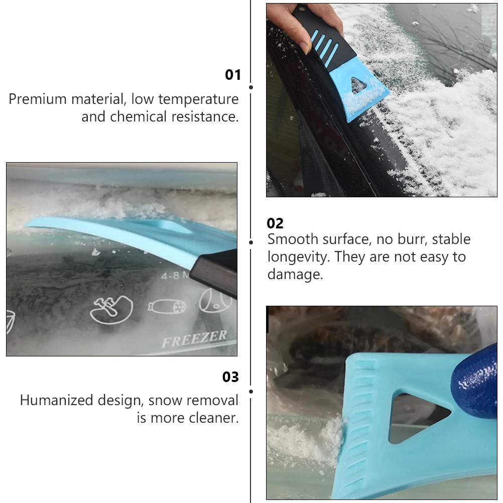 

2pcs Premium Plastic Ice Scraper Car Snow Removal Shovel Frost Resistant Durable Smooth Surface Snow Tool For Windows Roof Hood