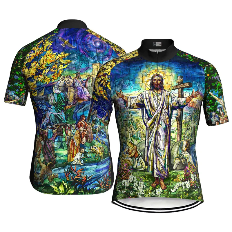 

Pro Short Sleeve Cycling Bicycle Jersey, Church, Jesus MTB, Road Man Sport Bike Top, Cross Jersey Wear, Sport Wear, Comfortable