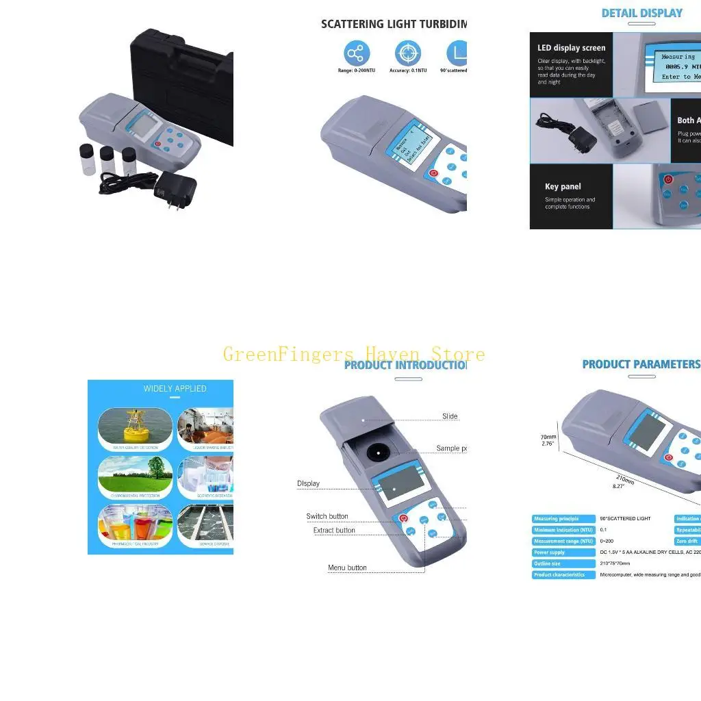 F68D Portable Turbidimeter Microcomputer High Accuracy Testing Ranges 0 to 200 NTU