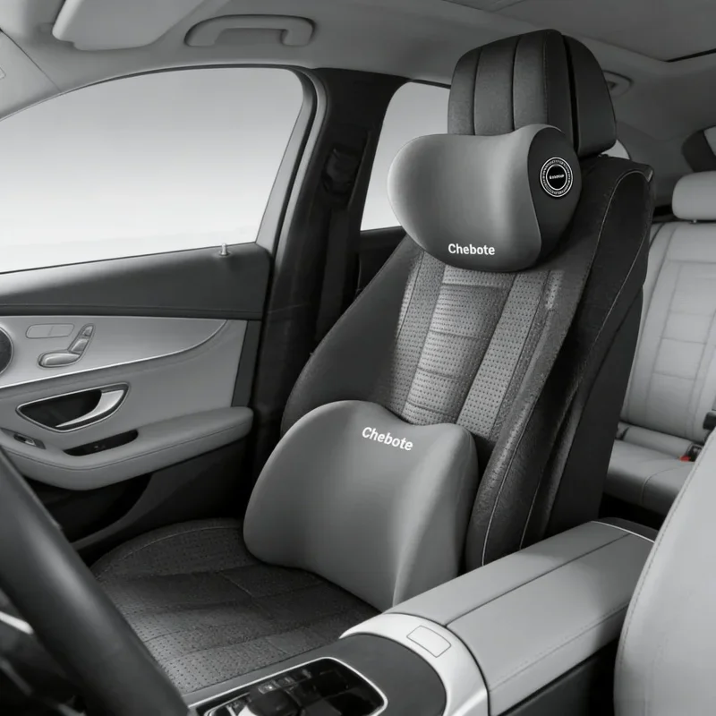 2-in-1 Auto Nacken- und Lendenwirbelstützkissen-Set, 2-teilig, verstellbar, ergonomisch, aus Schaumstoff und Gummi, Nackenstützkissen, Rückenlehne, Sitzkomfort, für den Einsatz im Auto