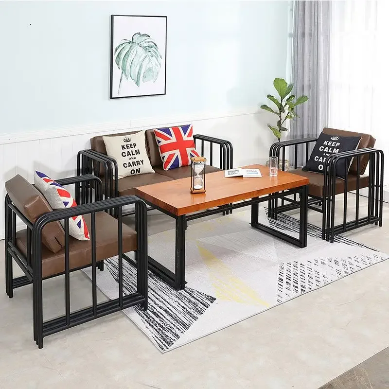 

For American Style Light Luxury Metal Leisure Sofa Cafe Living Room