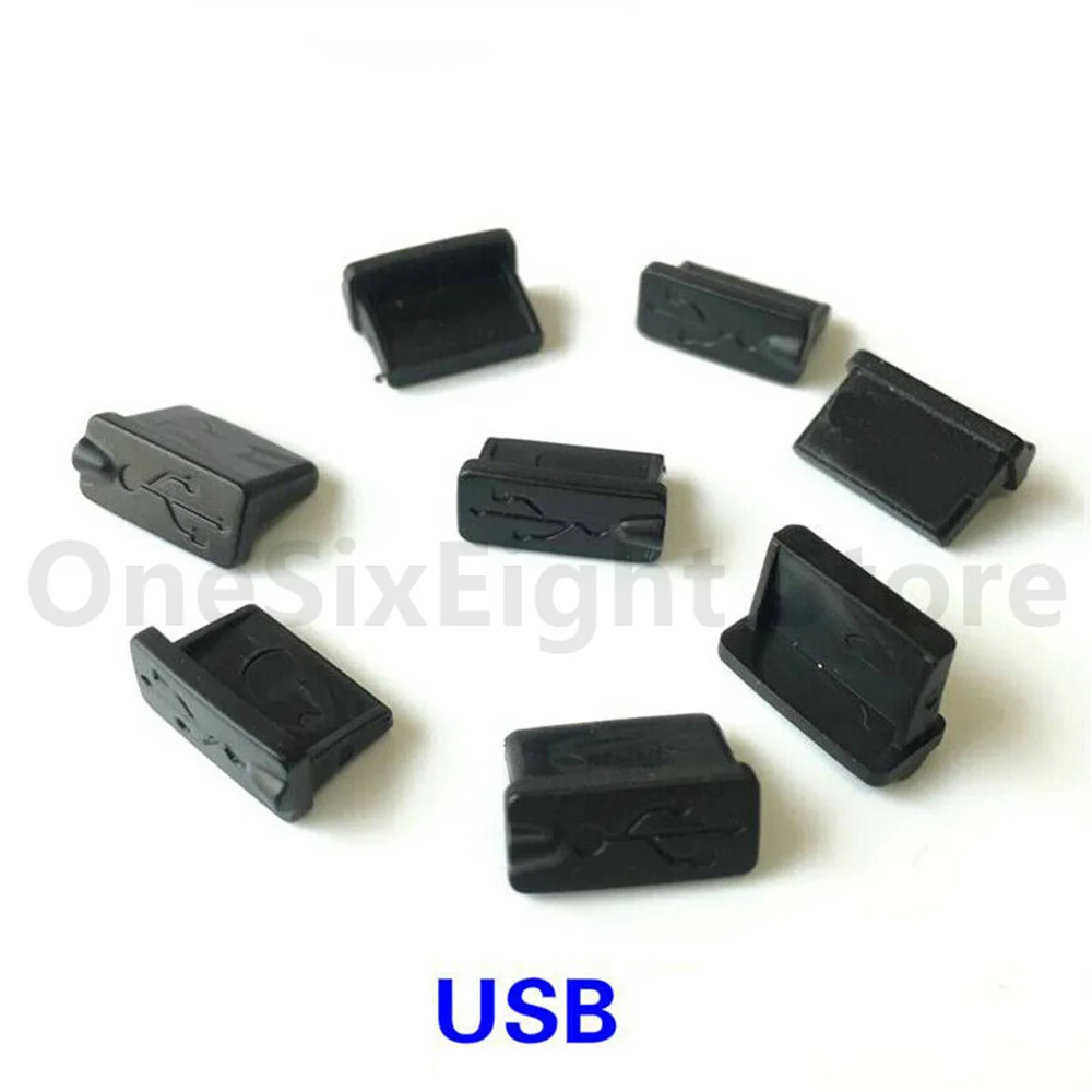 Anti Dust Stopper Female USB HDMI VGA Protector Plugs Black Rubber Cover Case PC