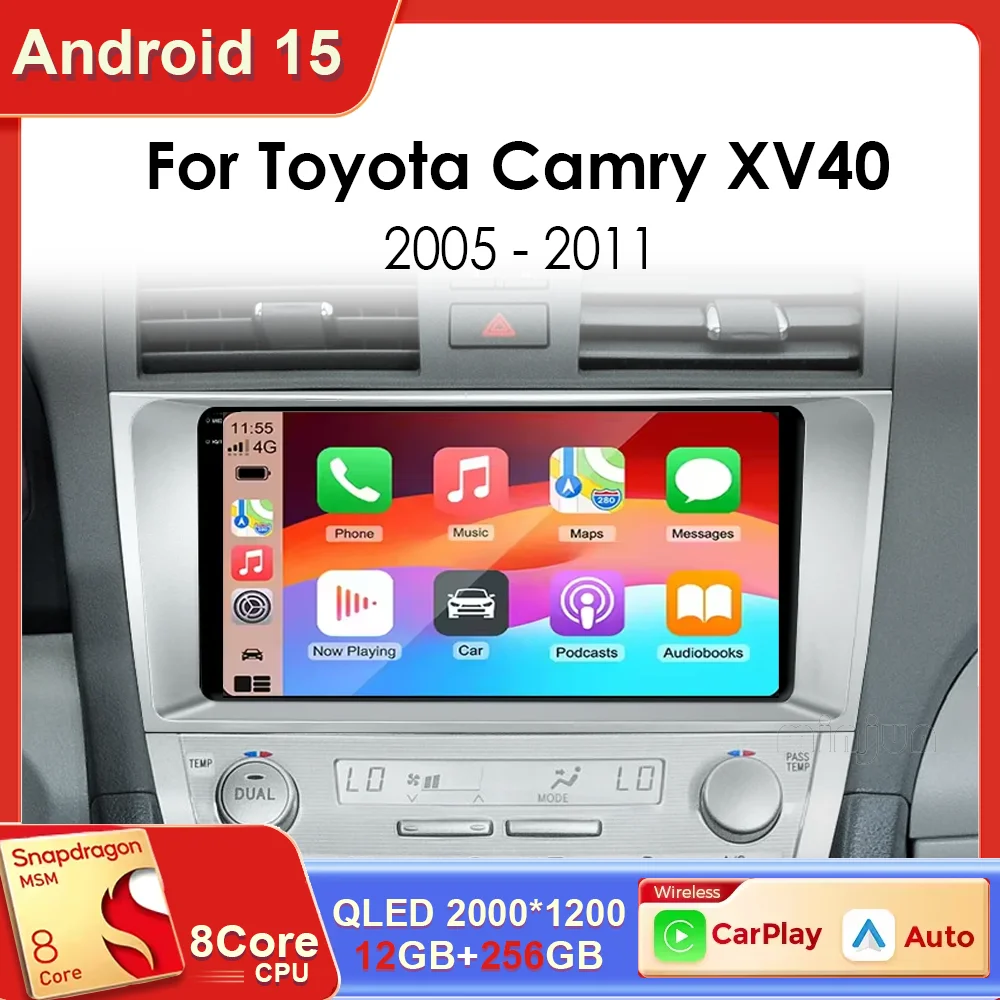 Android 15 Für Toyota Camry XV40 Aurion 2007-2011 DSP Carplay Head Unit Multimedia Player GPS Navigation Stereo Auto radio WIFI